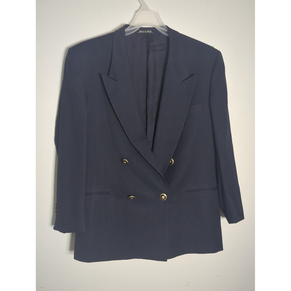 Vintage Mani by Giorgio Armani Mens Blazer Navy Double Breasted 100% Wool 44R